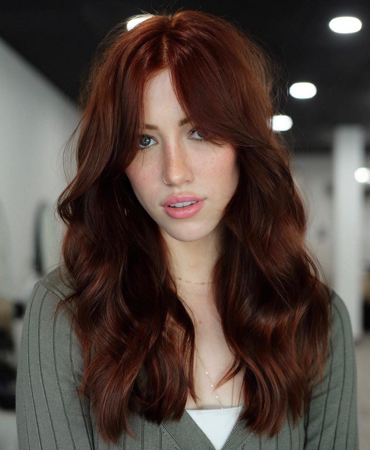 Wavy Hair with Bardot Bangs