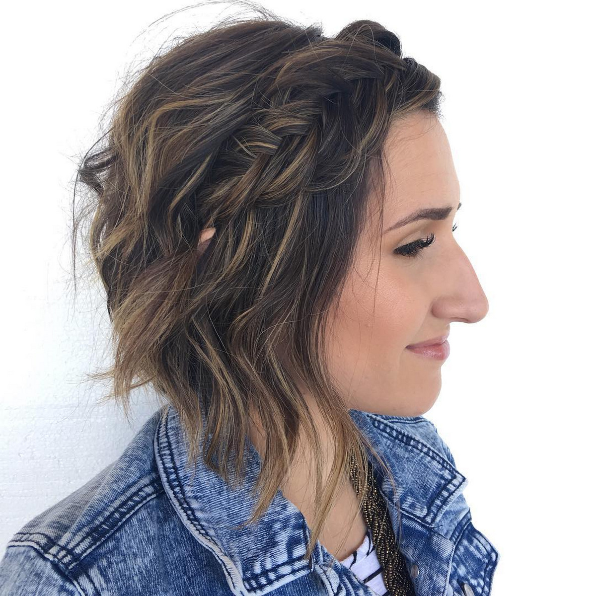 Bob with Messy Braid Crown