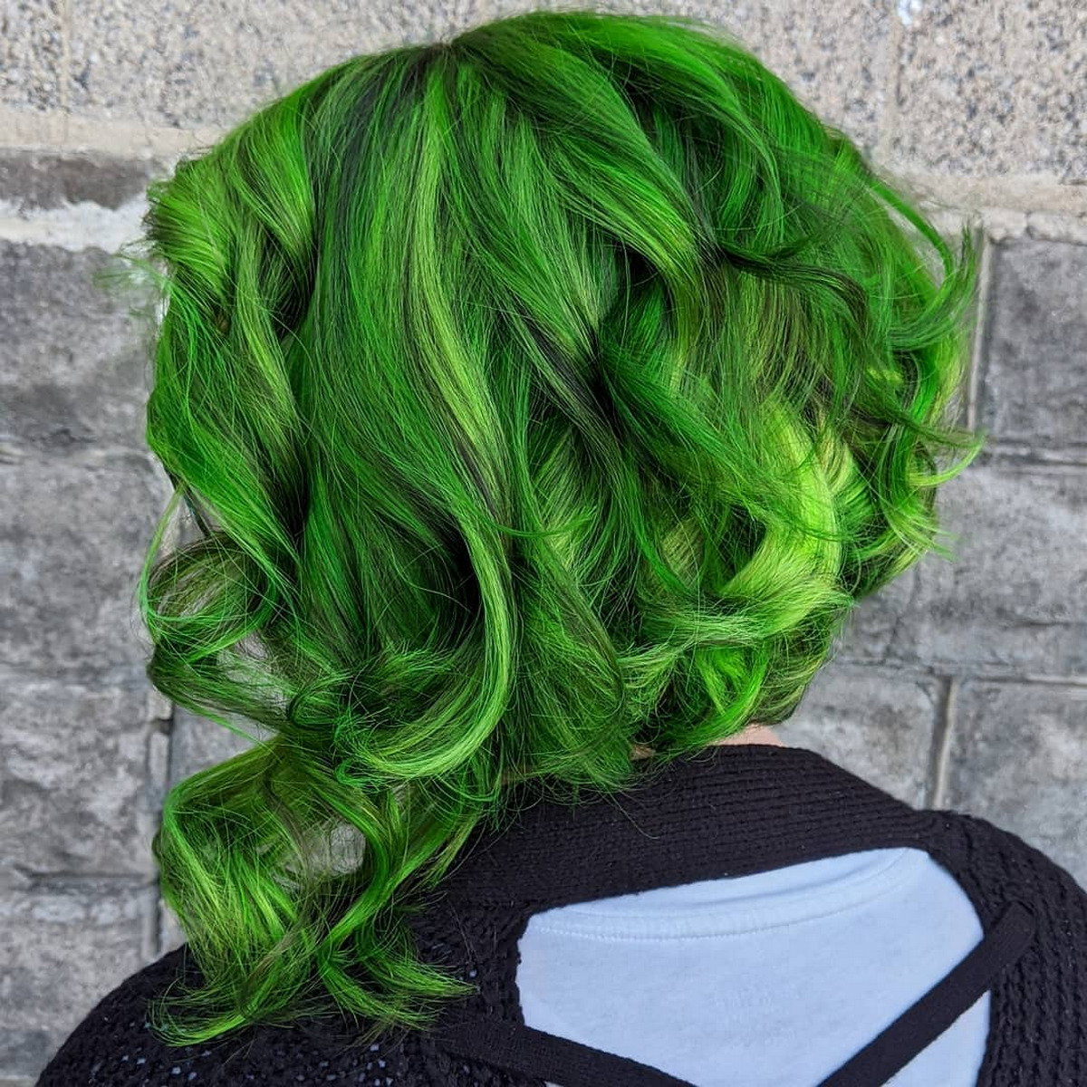 Green A-Line Bob Haircut