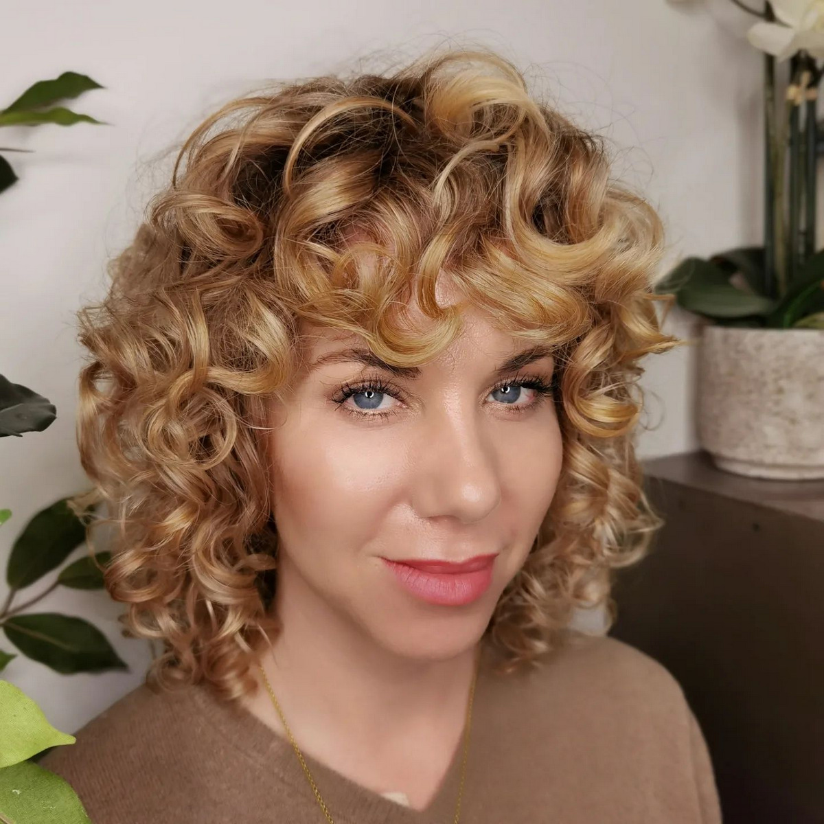 Curly Bob With Bangs