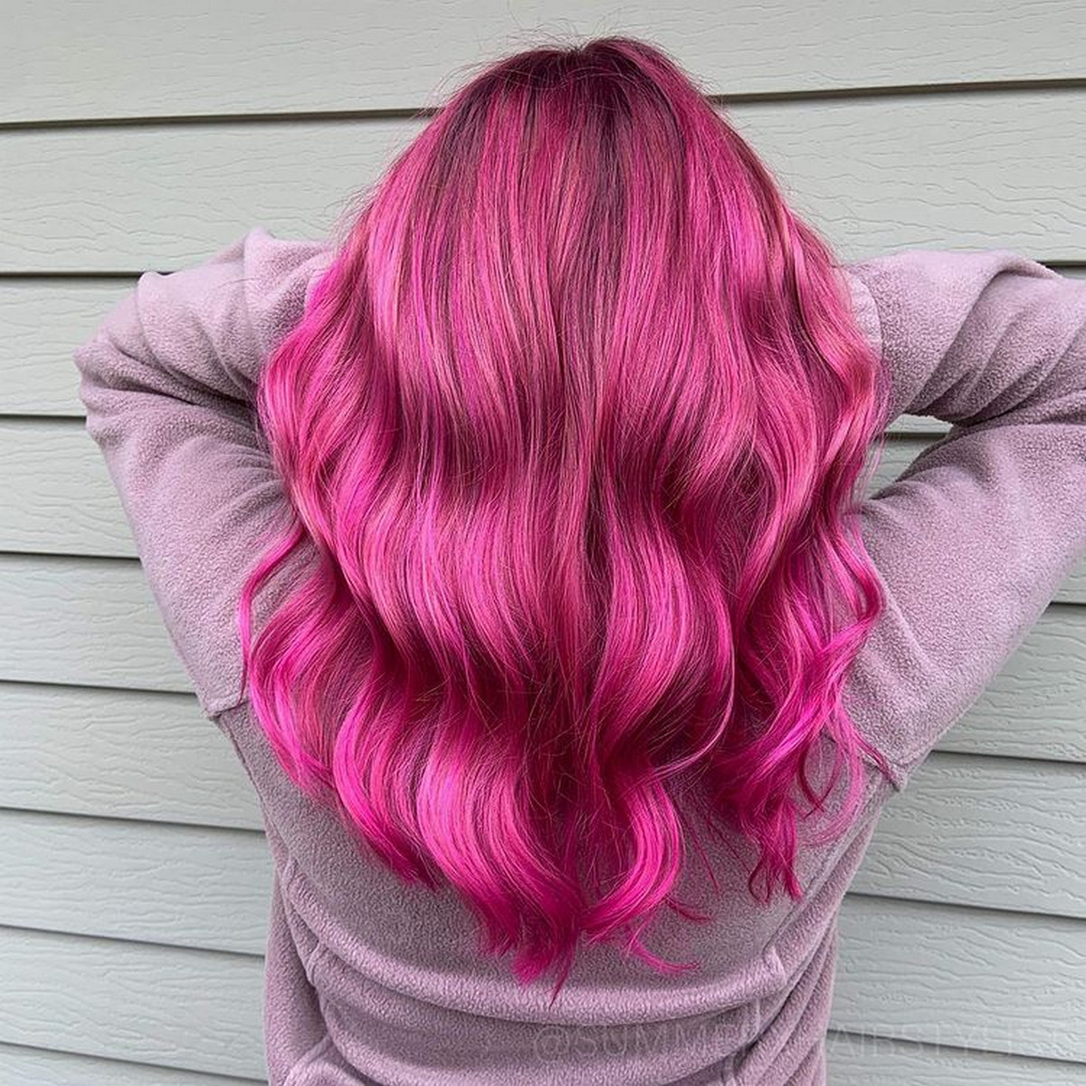 Medium-Length Pink Hair