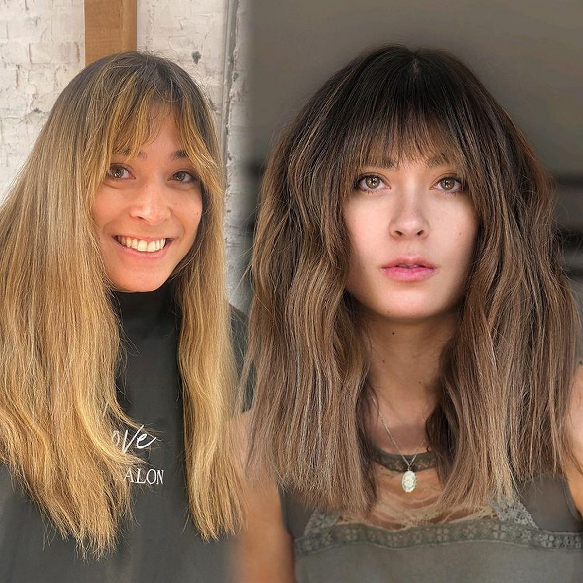 Brunette Balayage With Wispy Bangs