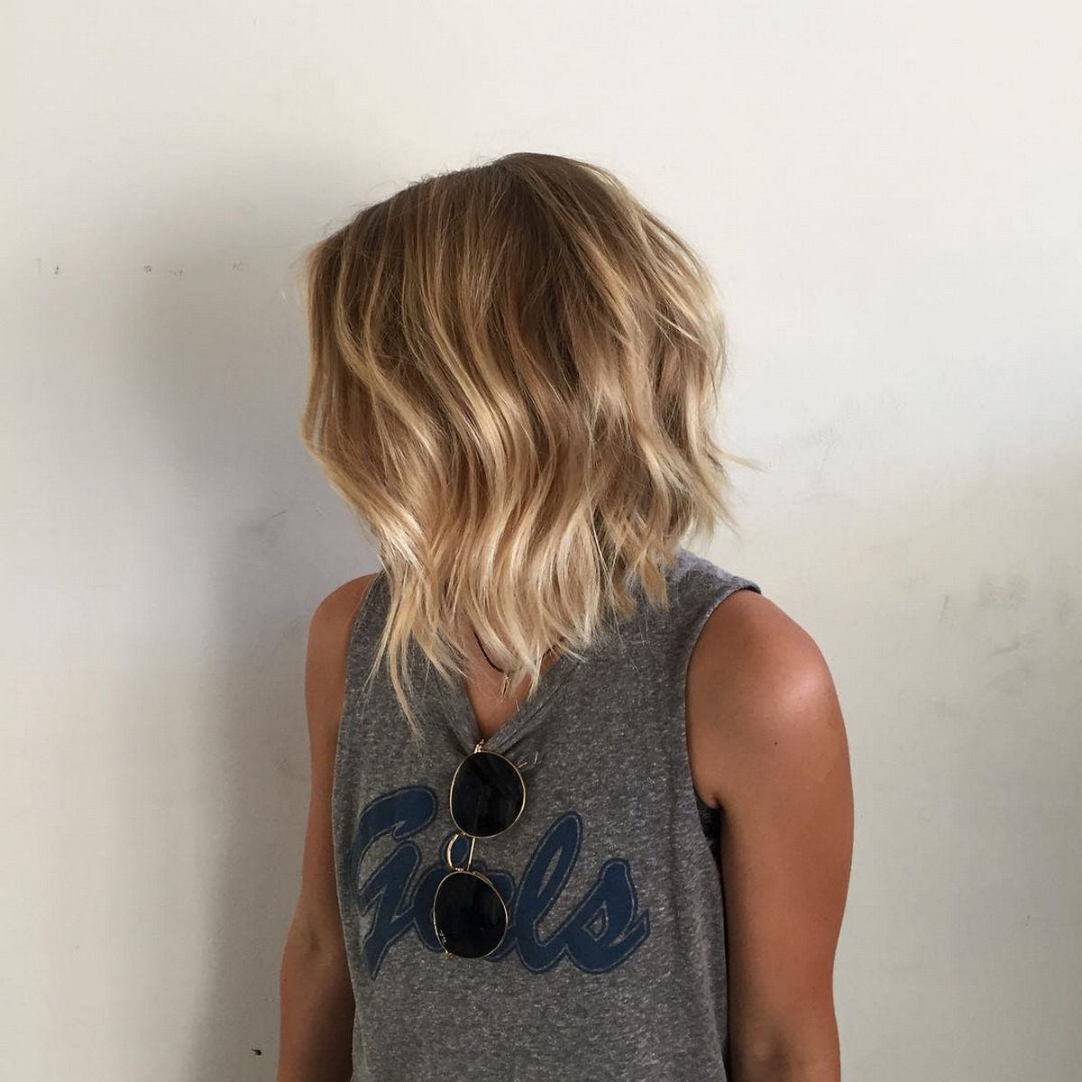 Glossy Blonde Bob with Jagged Ends