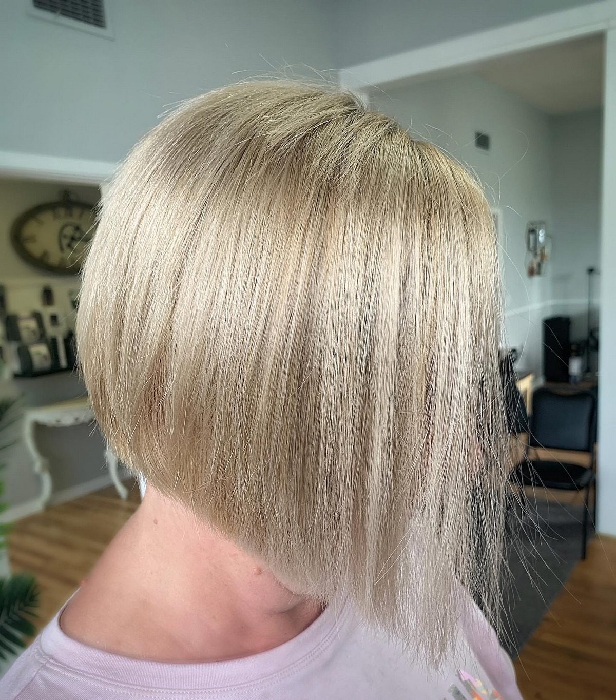 Platinum Blonde Asymmetric Bob