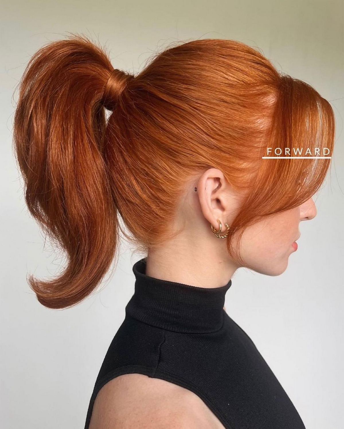 Side-Swept Bangs With High Ponytail