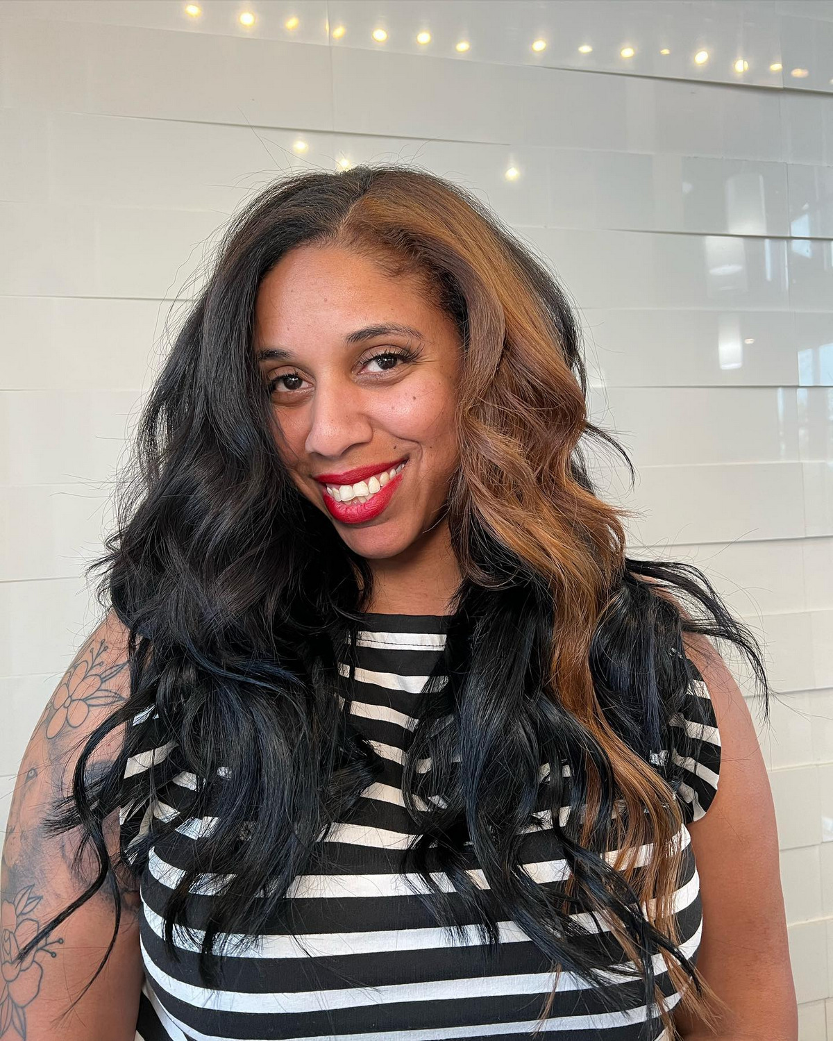 Long Layered Haircut With Block Color