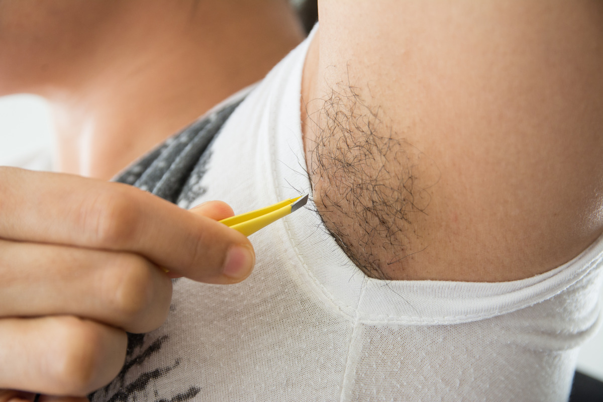 Armpit hair of Asian women on white background