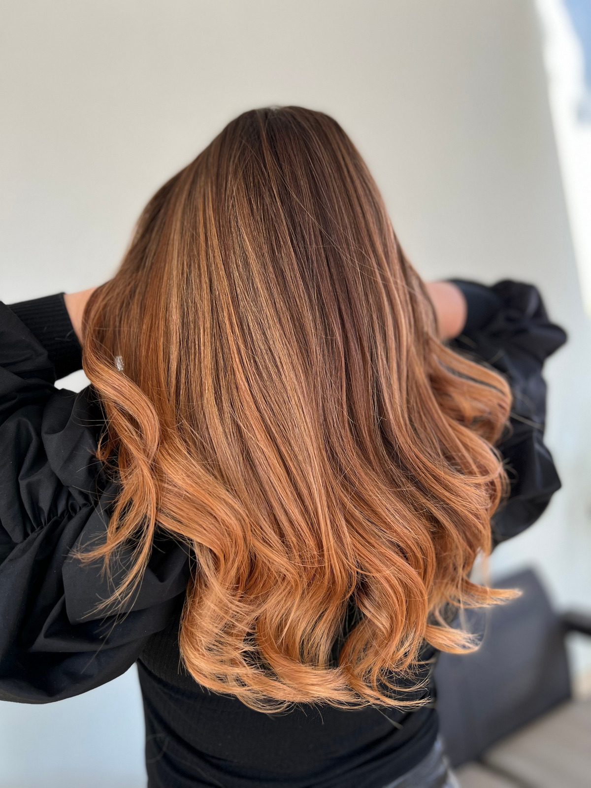 Balayage hair in autumn tones
