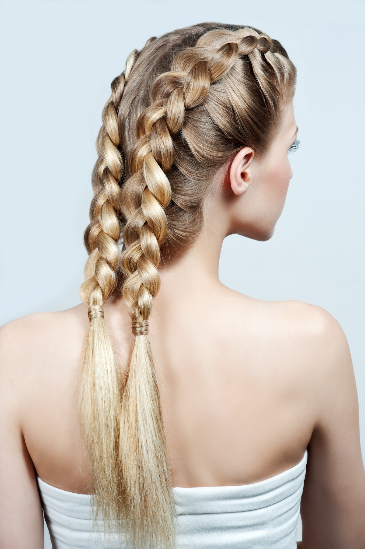 Blond woman with a braid hairstyle