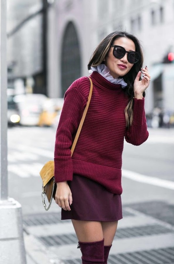 Maroon dress deals with shoes