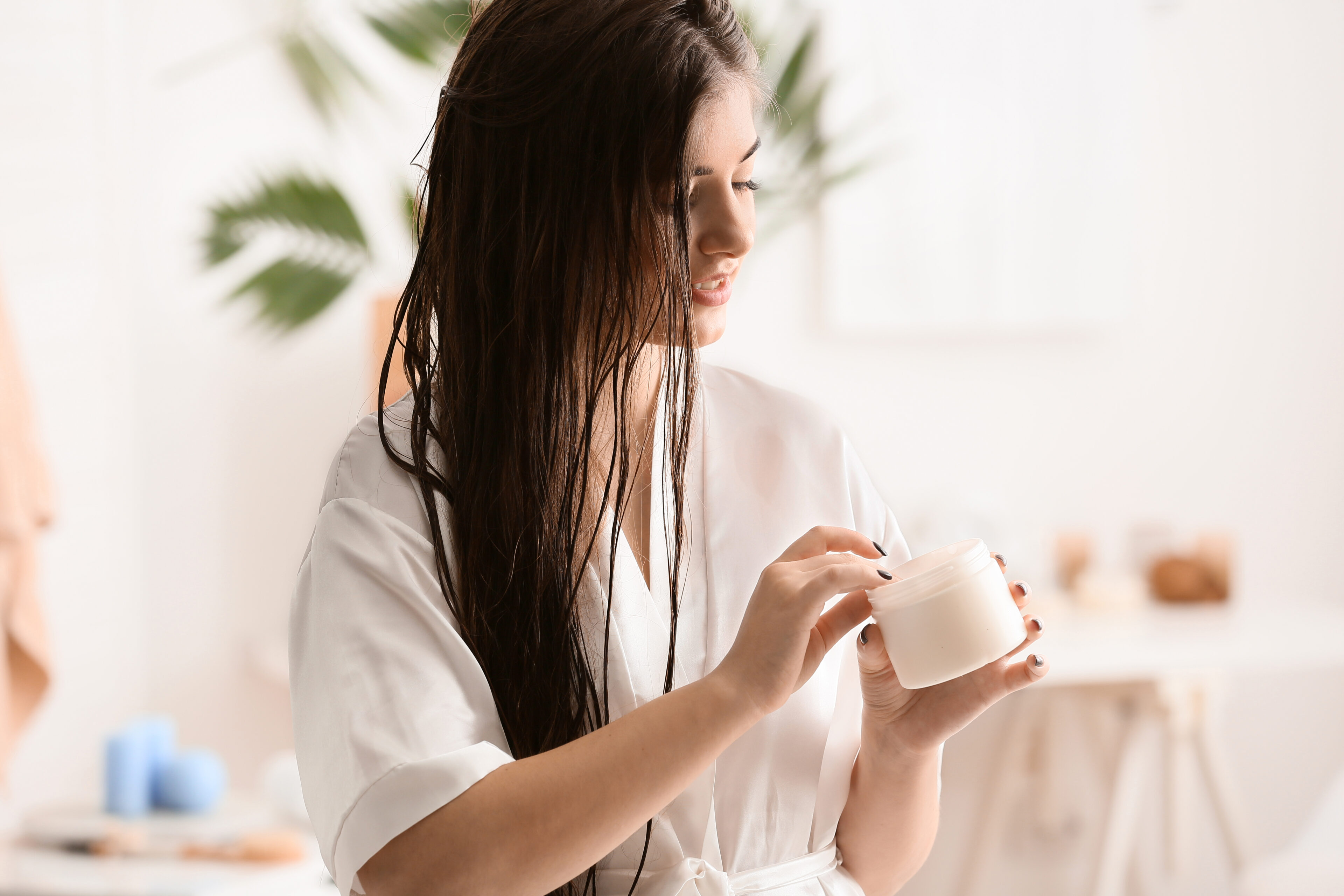 A Woman choose her conditioner