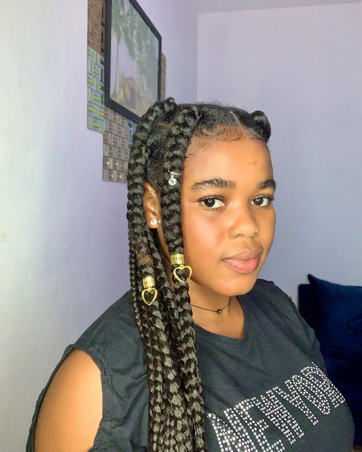 Chunky braids hairstyle for tanned girls