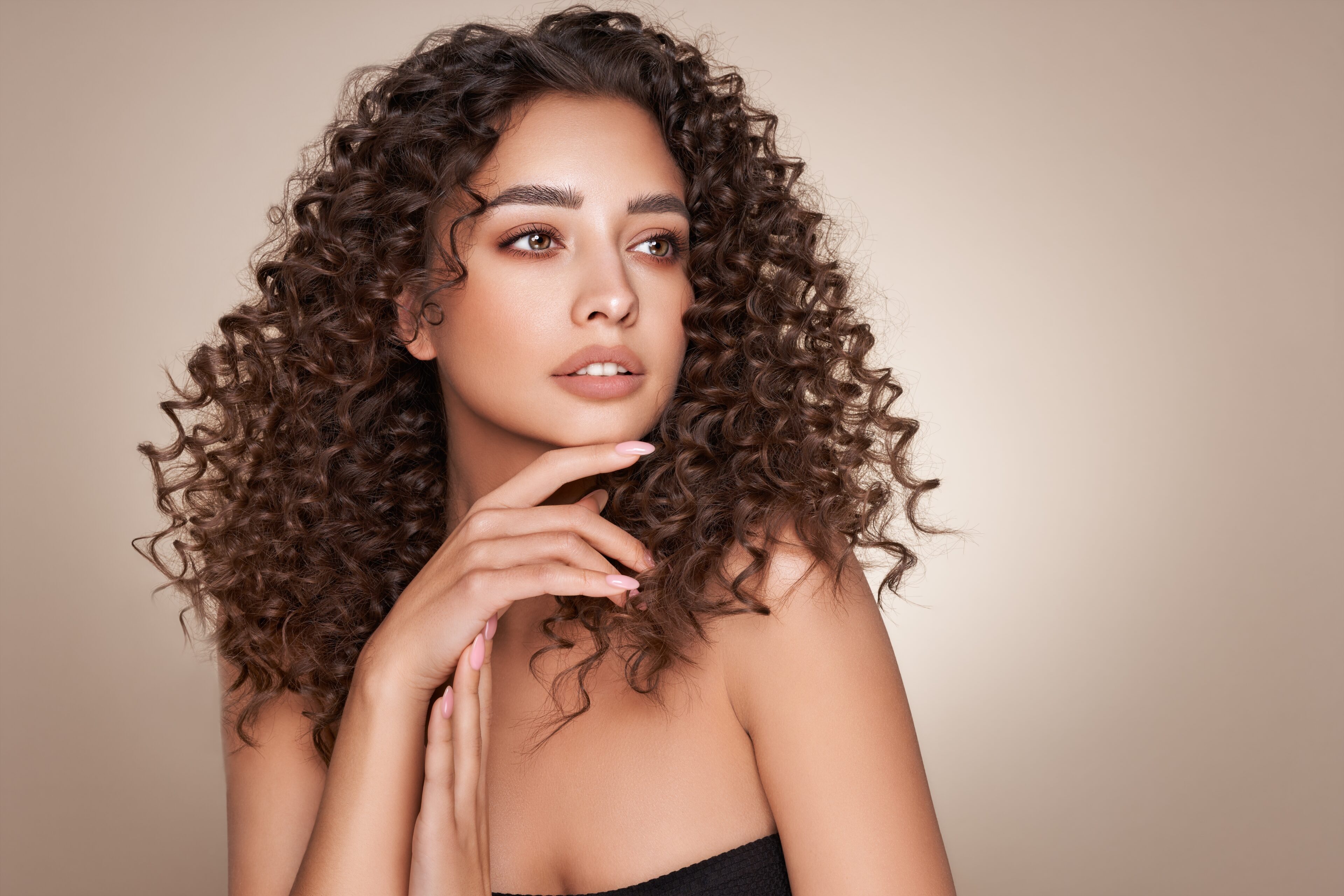 Woman with naturally curly hair