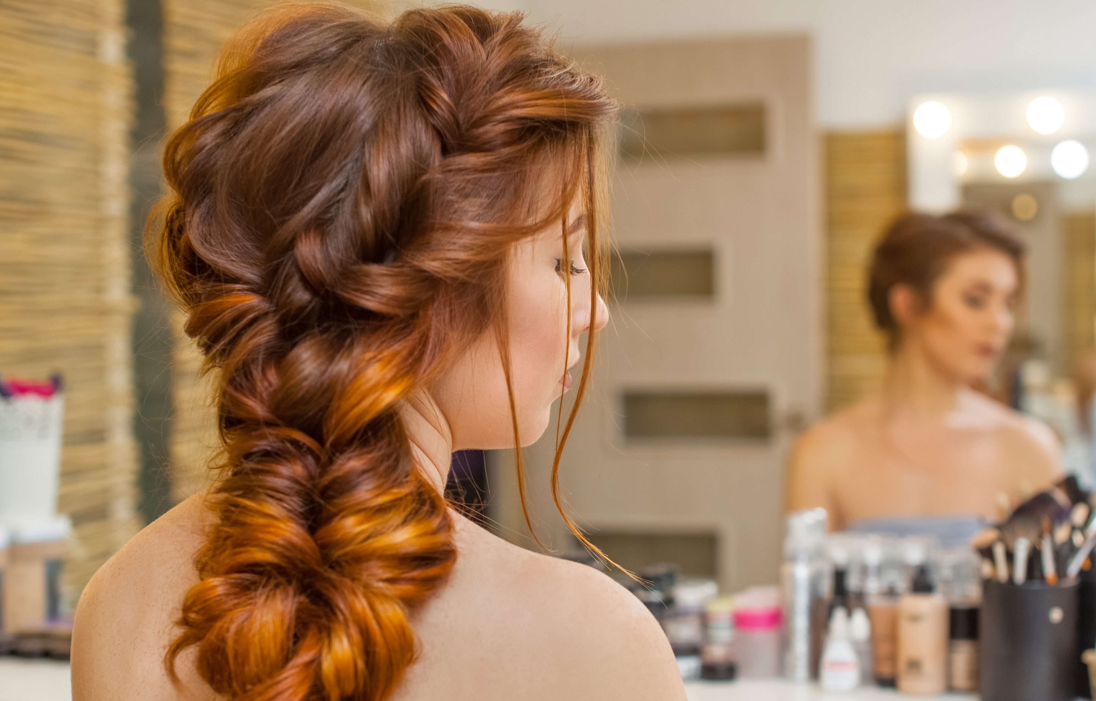 Beautiful, and long French braids are skillfully crafted