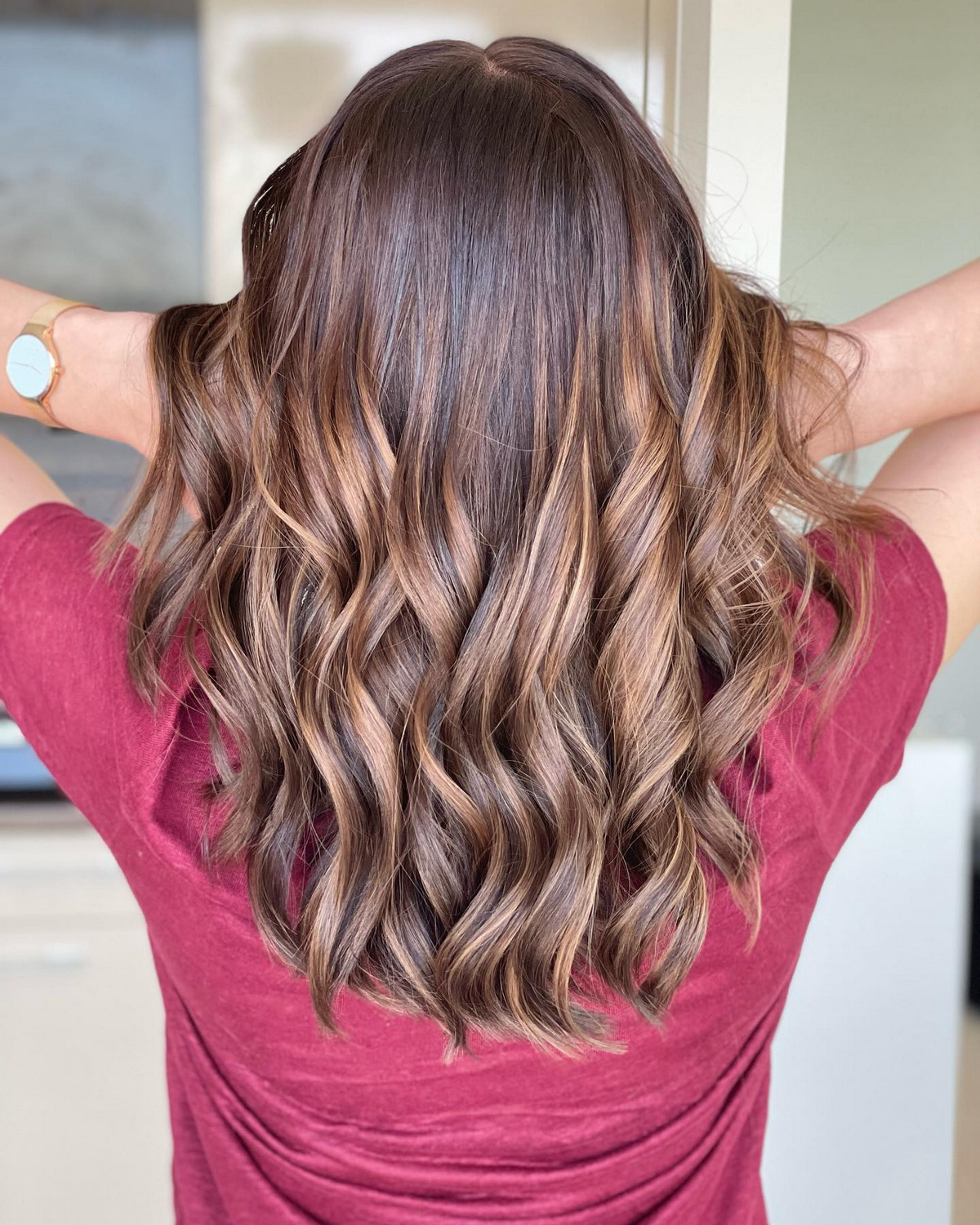 From uneven color to this beautiful balayage of her 