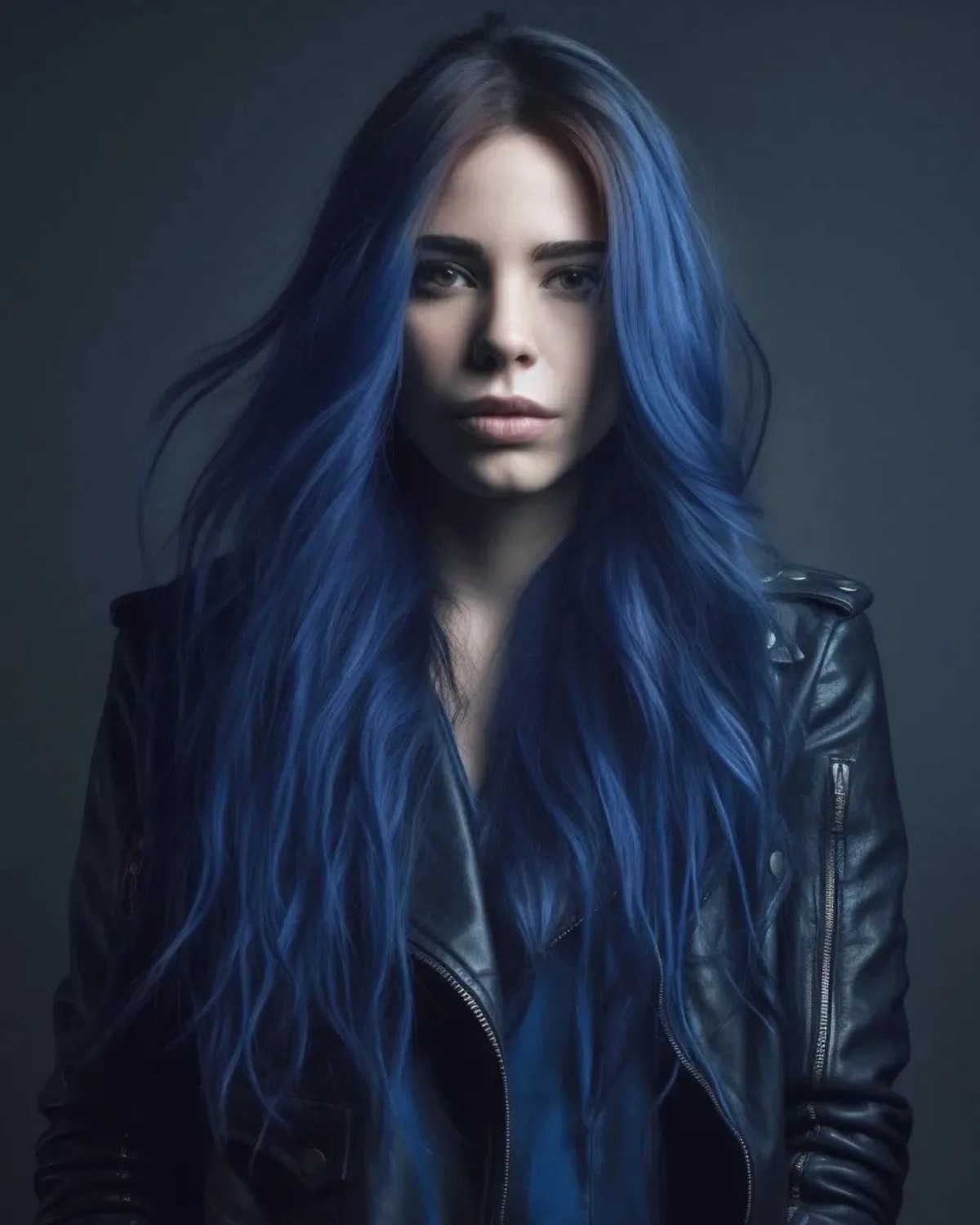 A girl with her dyed blue hair