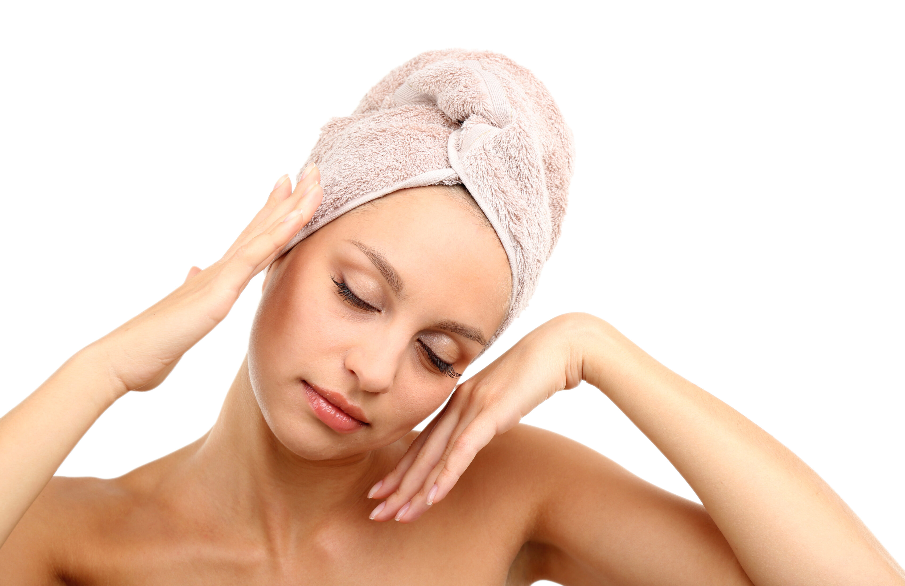 Beautiful young woman with her hair wrapper