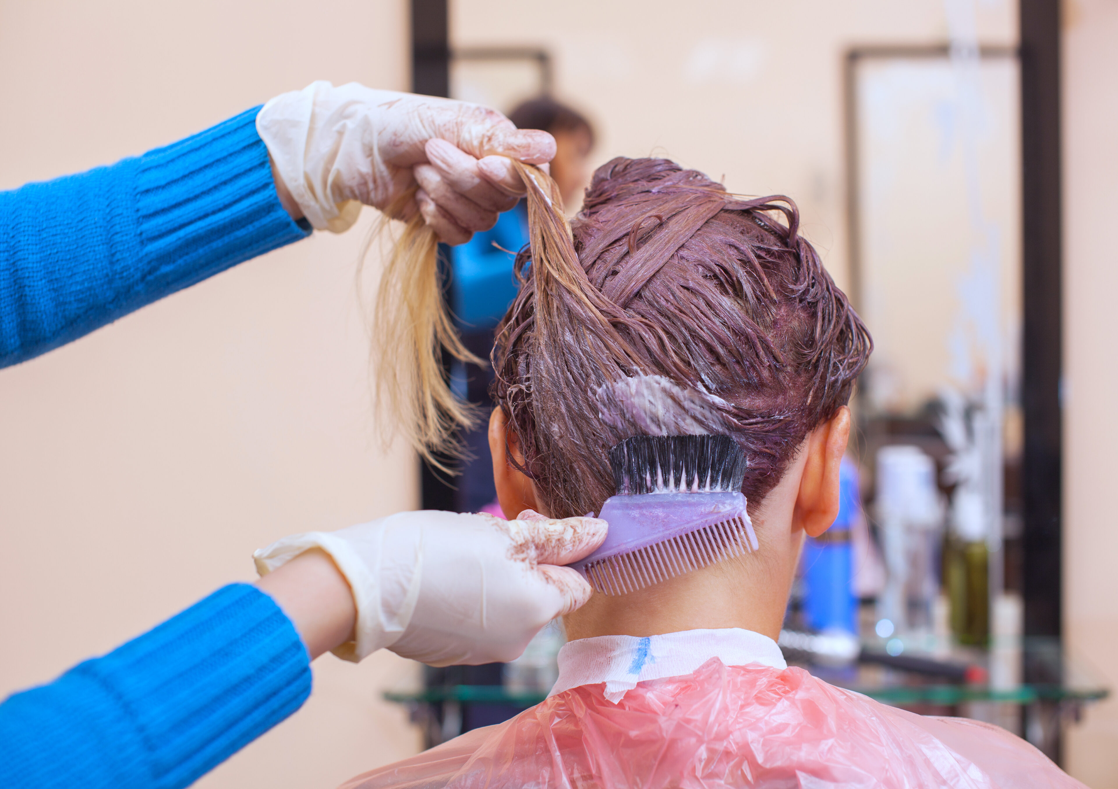 Semi-permanent dye after washing hair