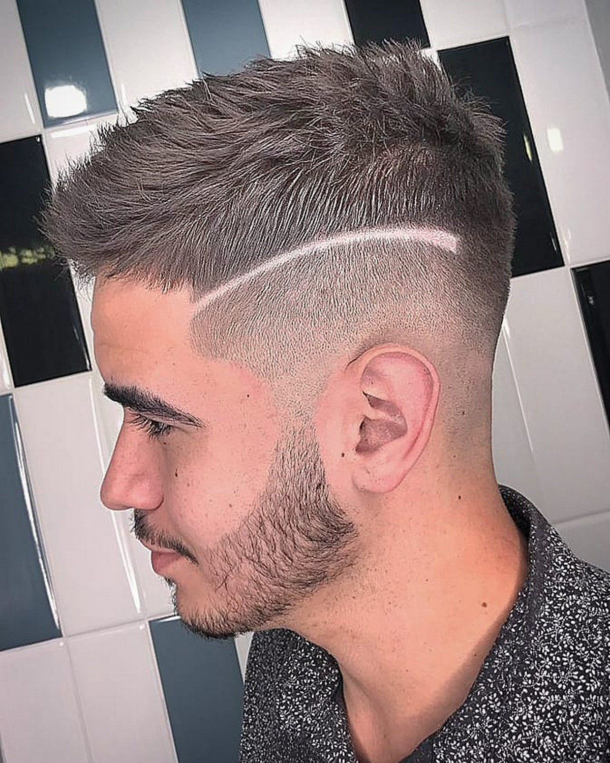 Men with textured crop fade hair