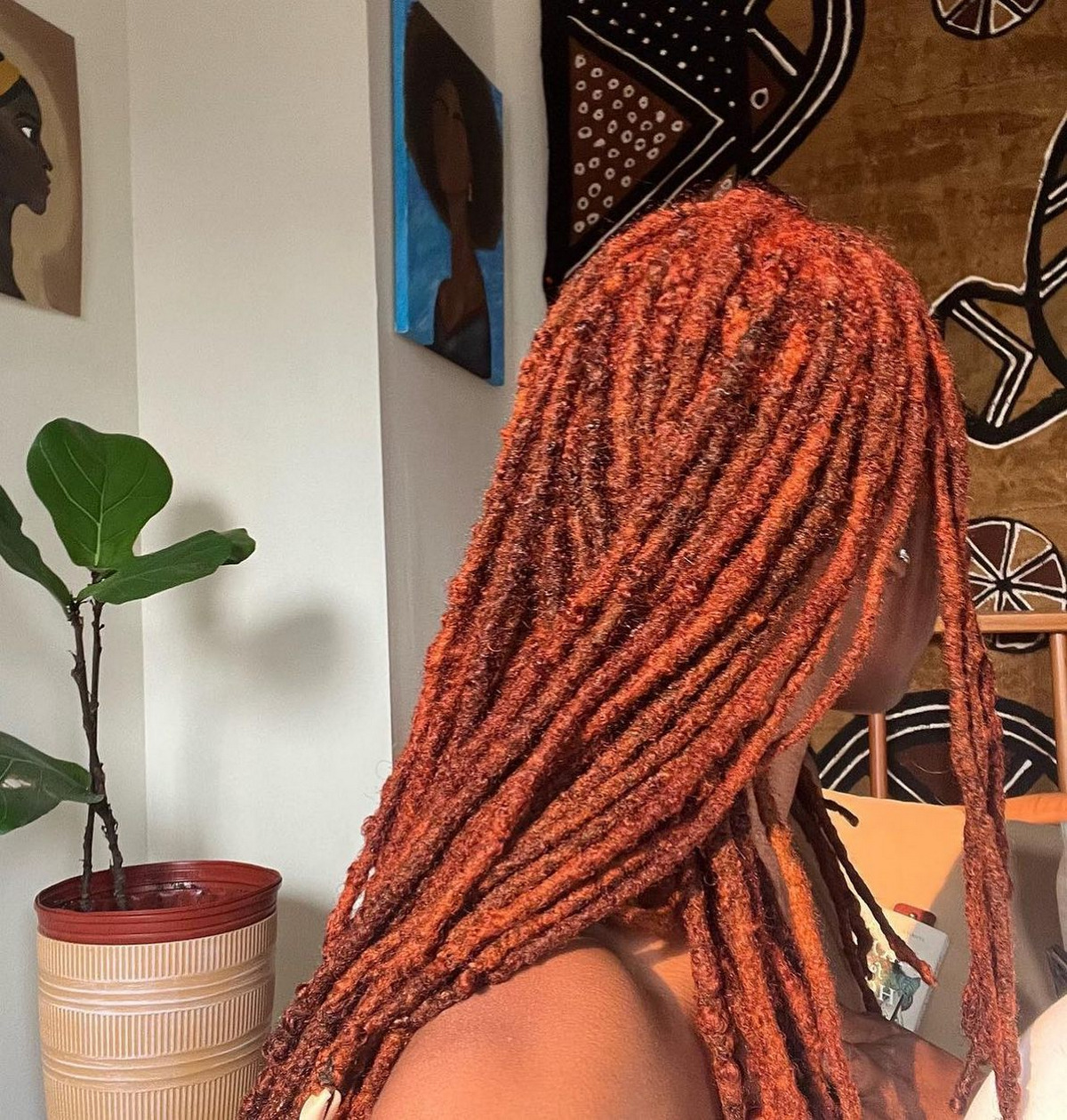Outstanding red dyed dreads hairstyle