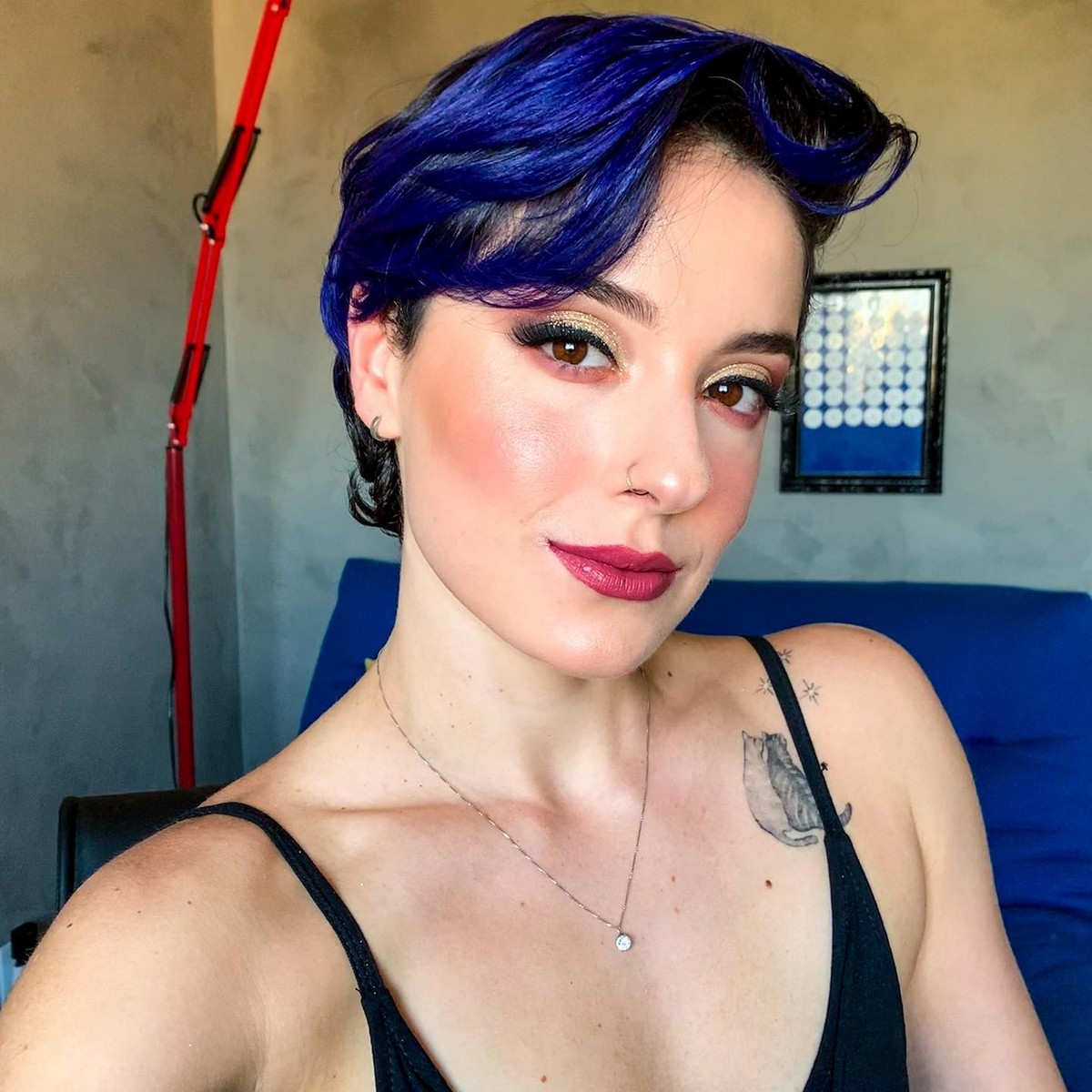 Blue pixie cut