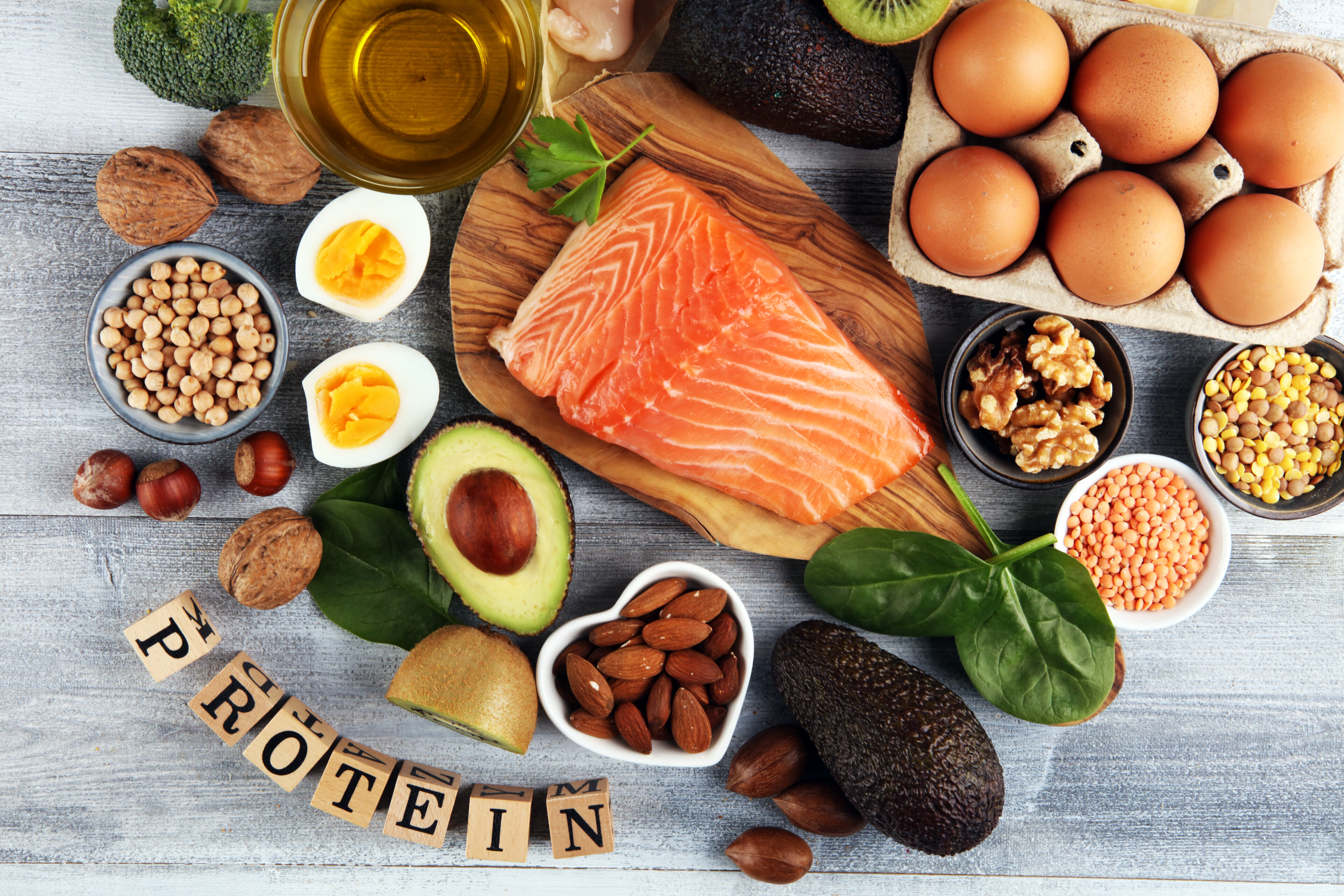 Naturally rich in protein food on the table