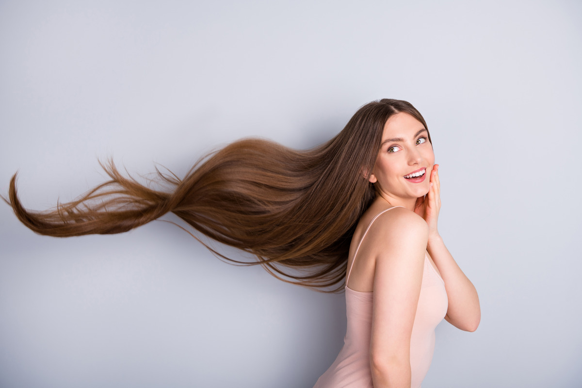 The super smooth long hair of a young girl