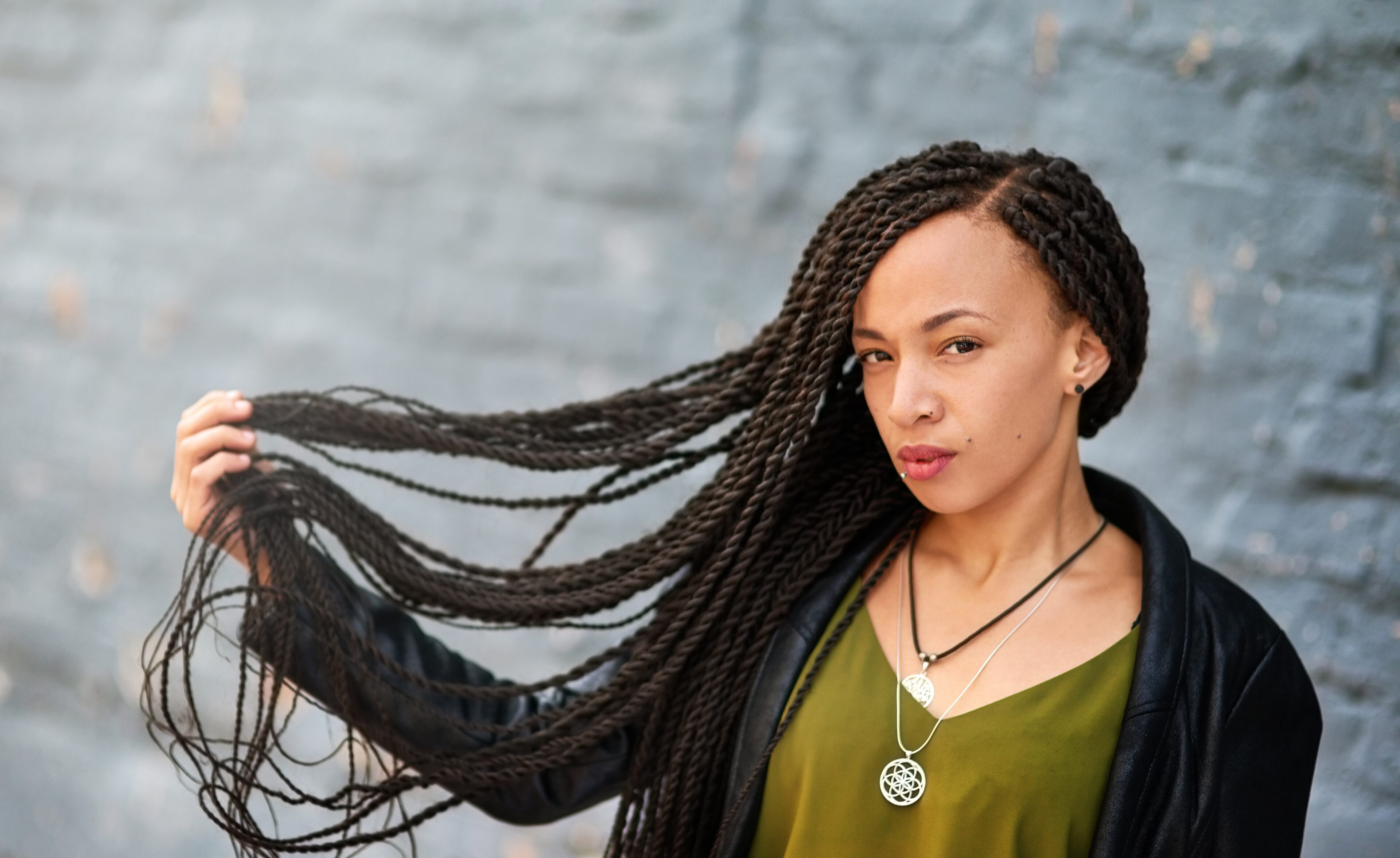 Twist or braided hairstyle
