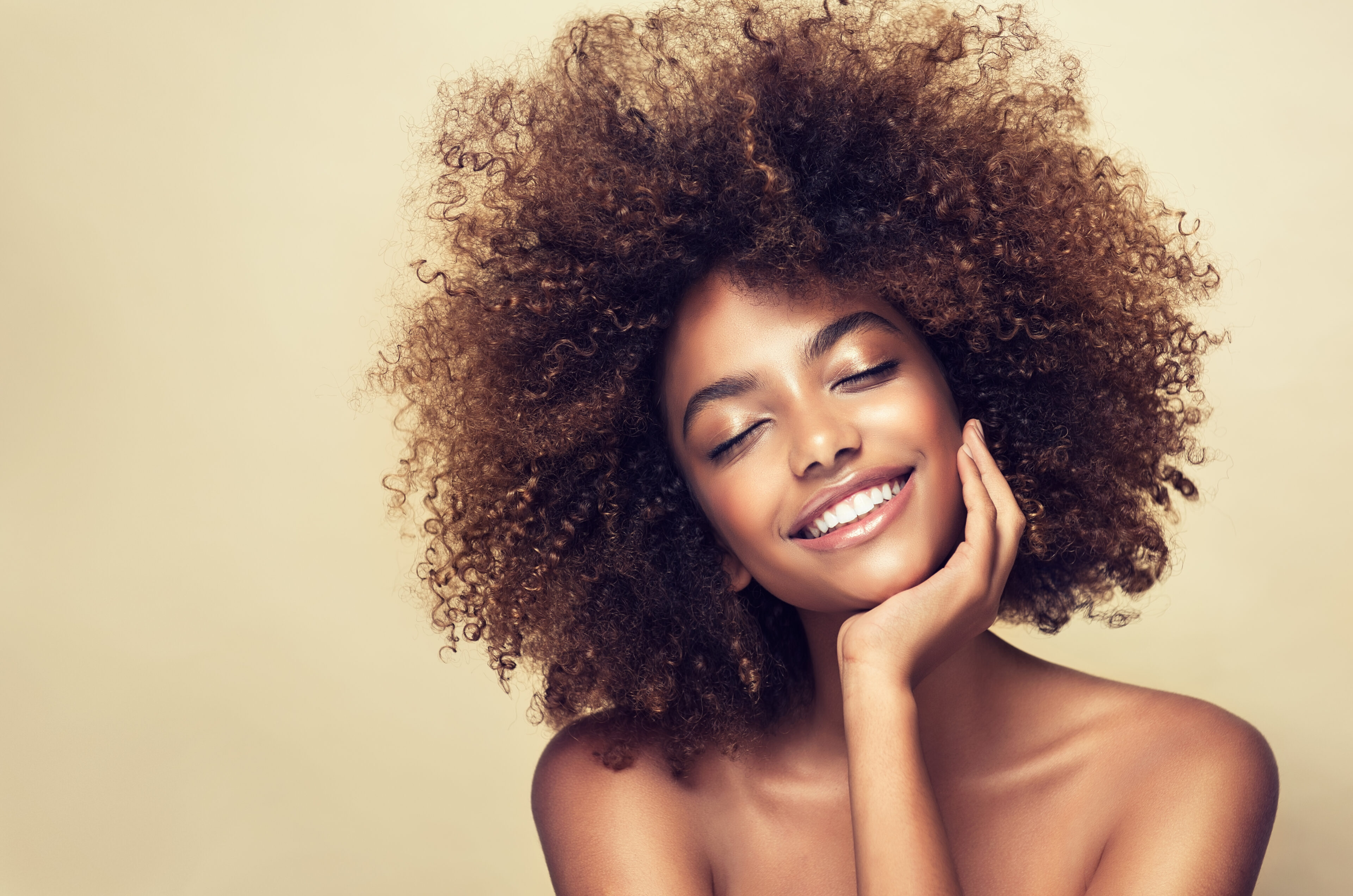 African American girls with curly hair look stringy
