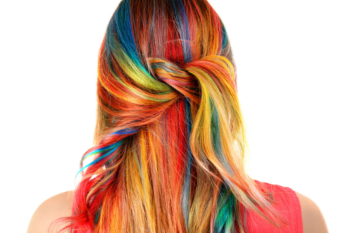 Young woman with colorful dyed hair