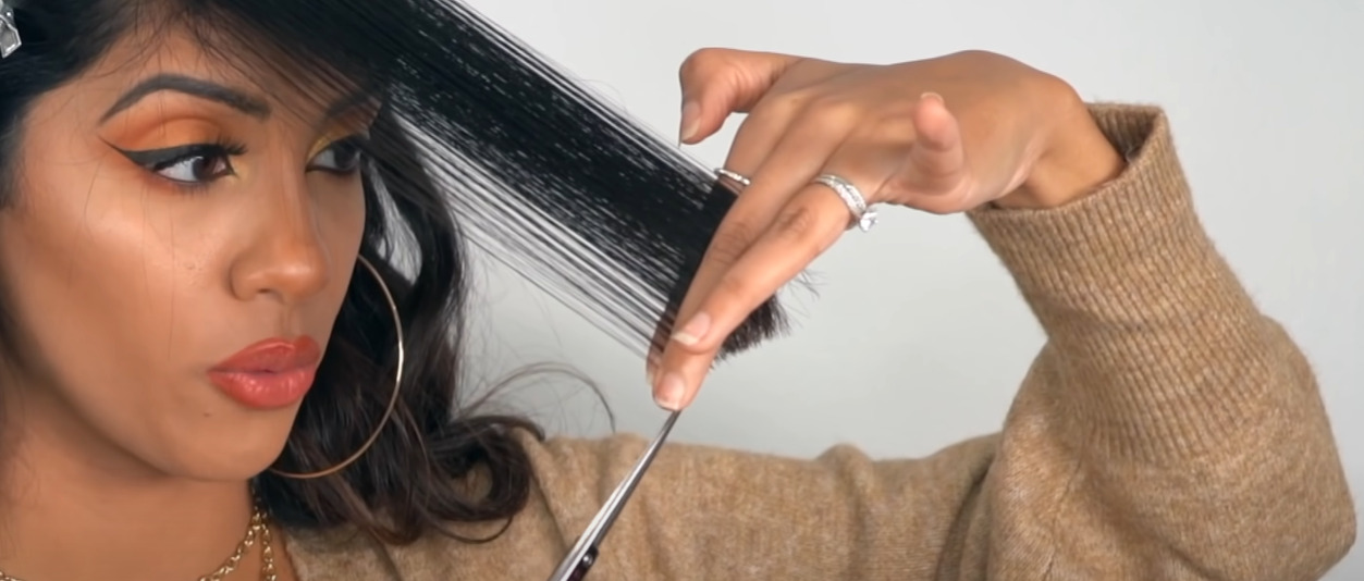 Trim the end of your bangs