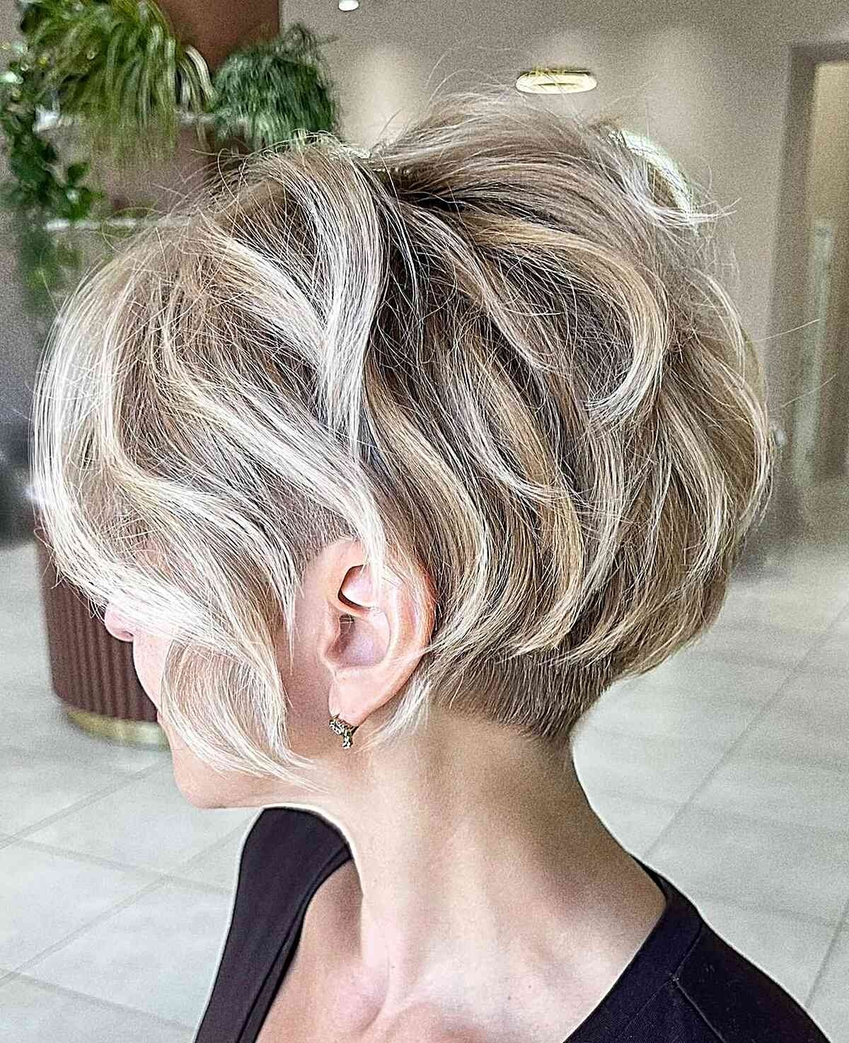 Blonde Piecey Stacked Bob