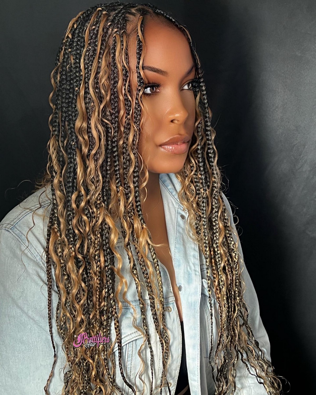 Blonde And Black Small-Size Bohemian Box Braids
