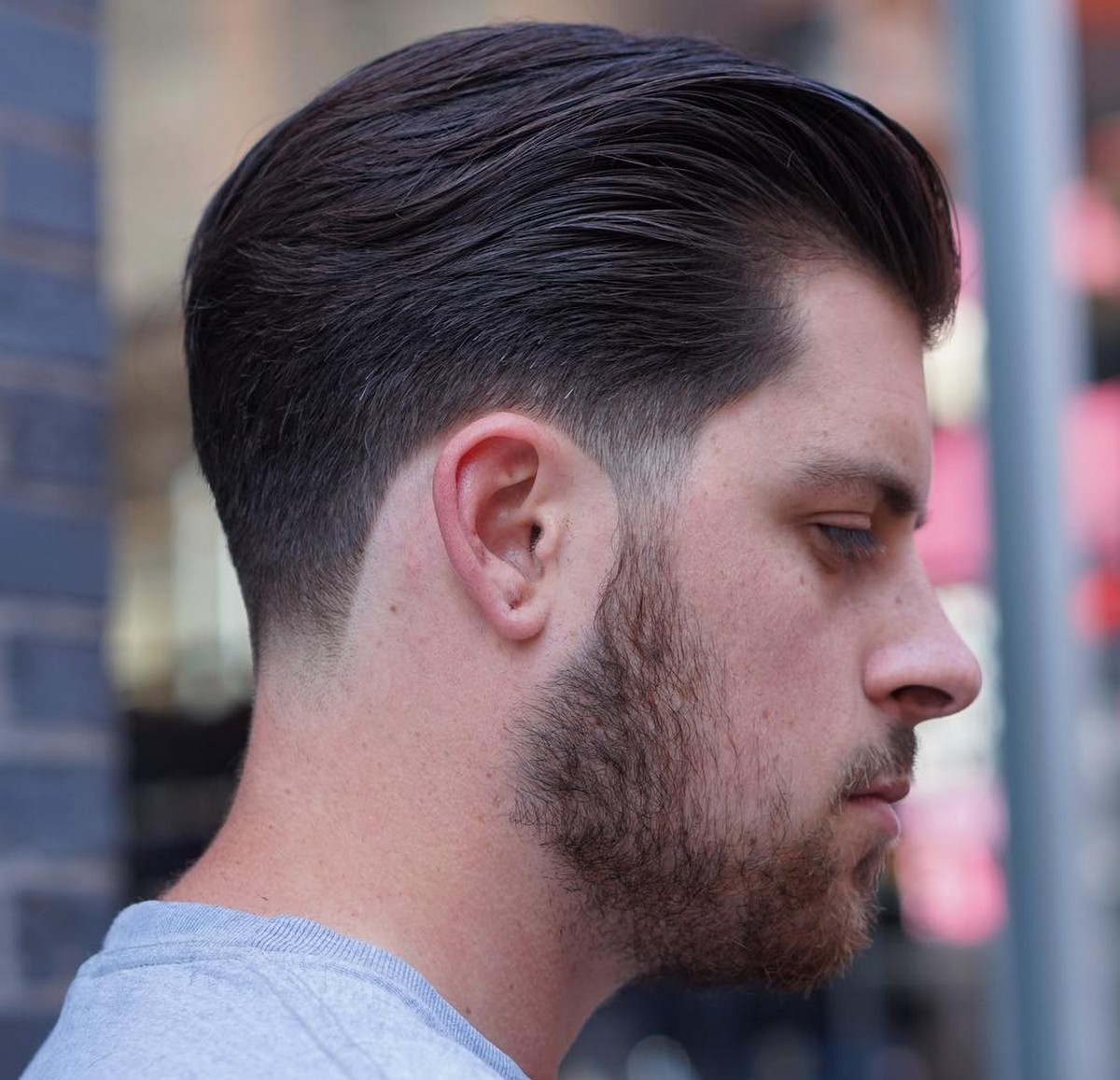 Classic Brushed Back Medium Hairstyle