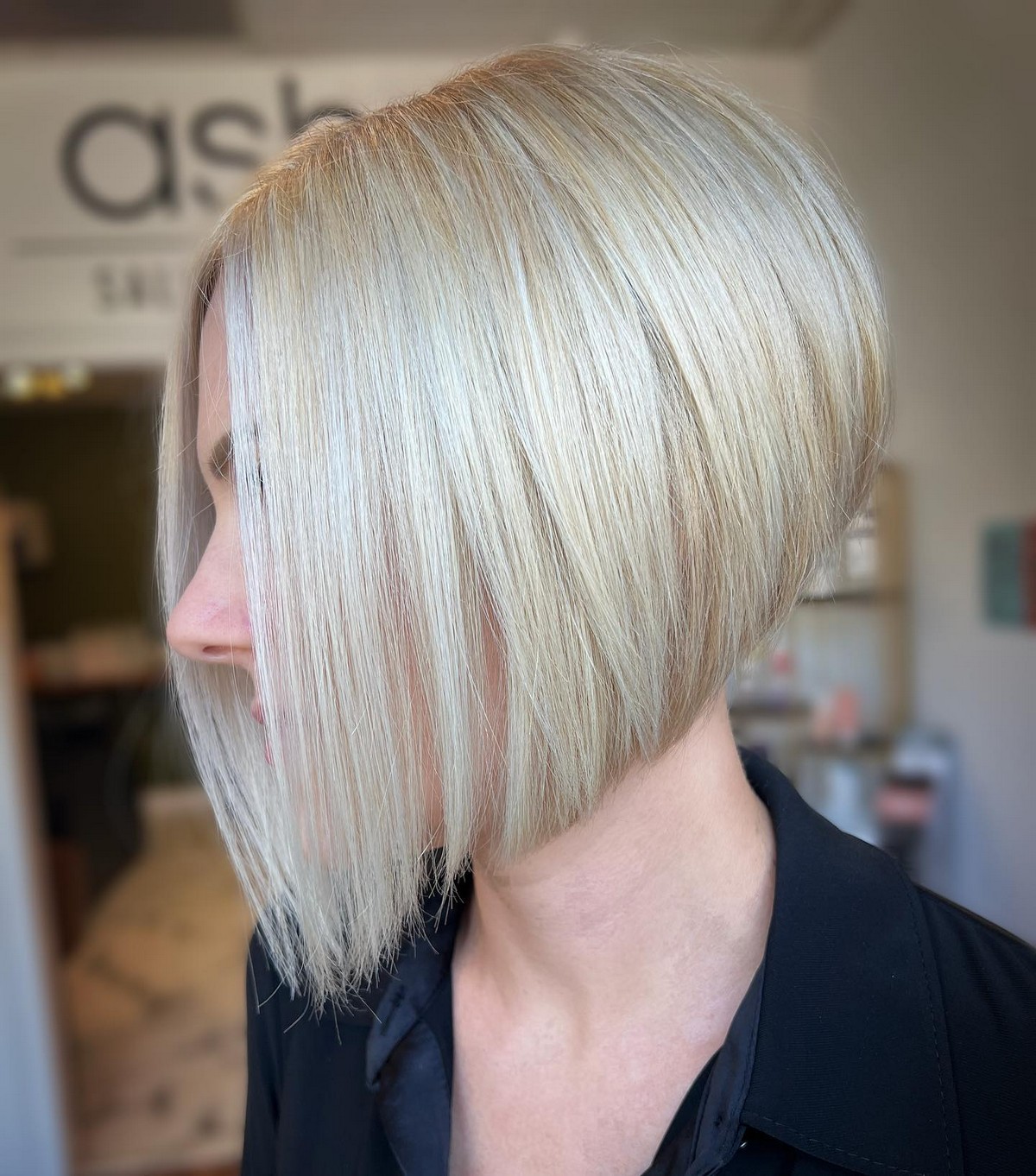 Glossy Blonde Stacked Bob