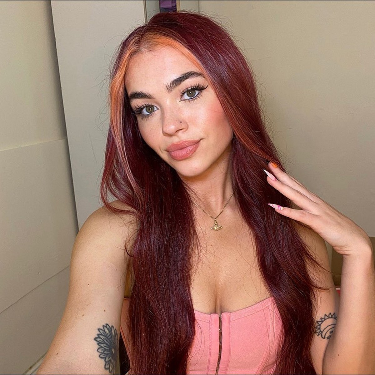 Middle Part Red Hair