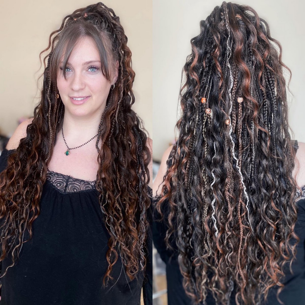Ponytail Bohemian Braids With Strings