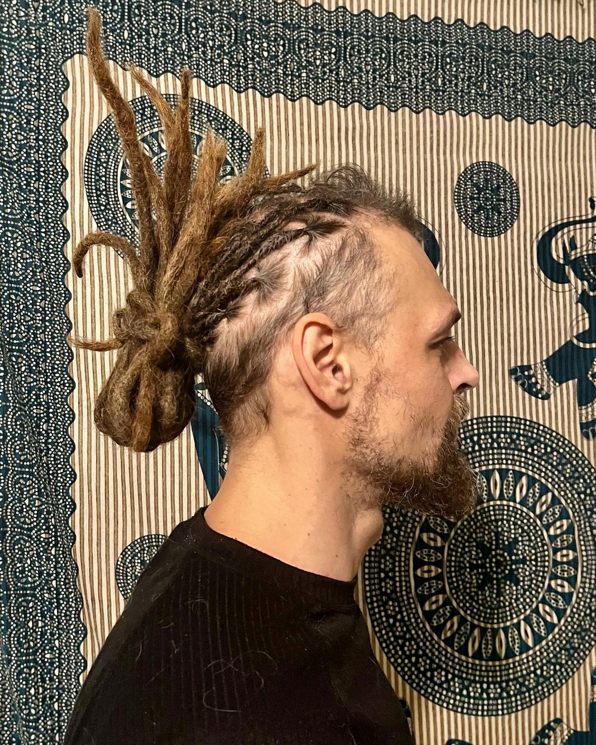 Low Twisted Bun With Taper Fade Dreads