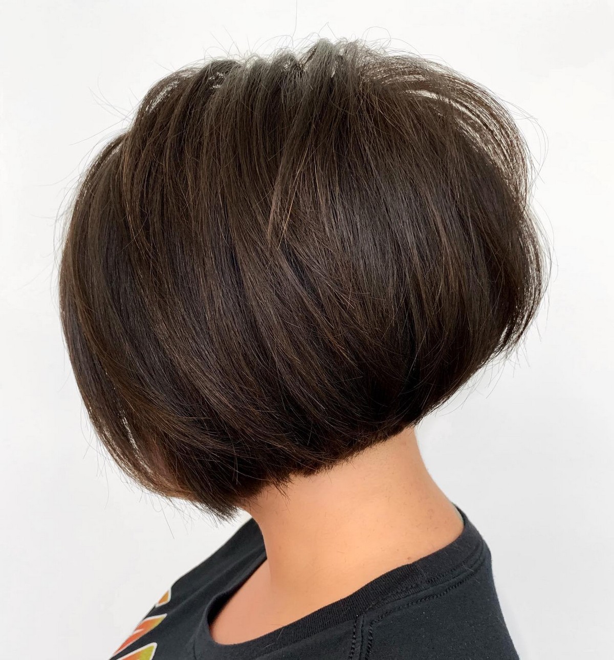 Short Stacked Brunette Bob
