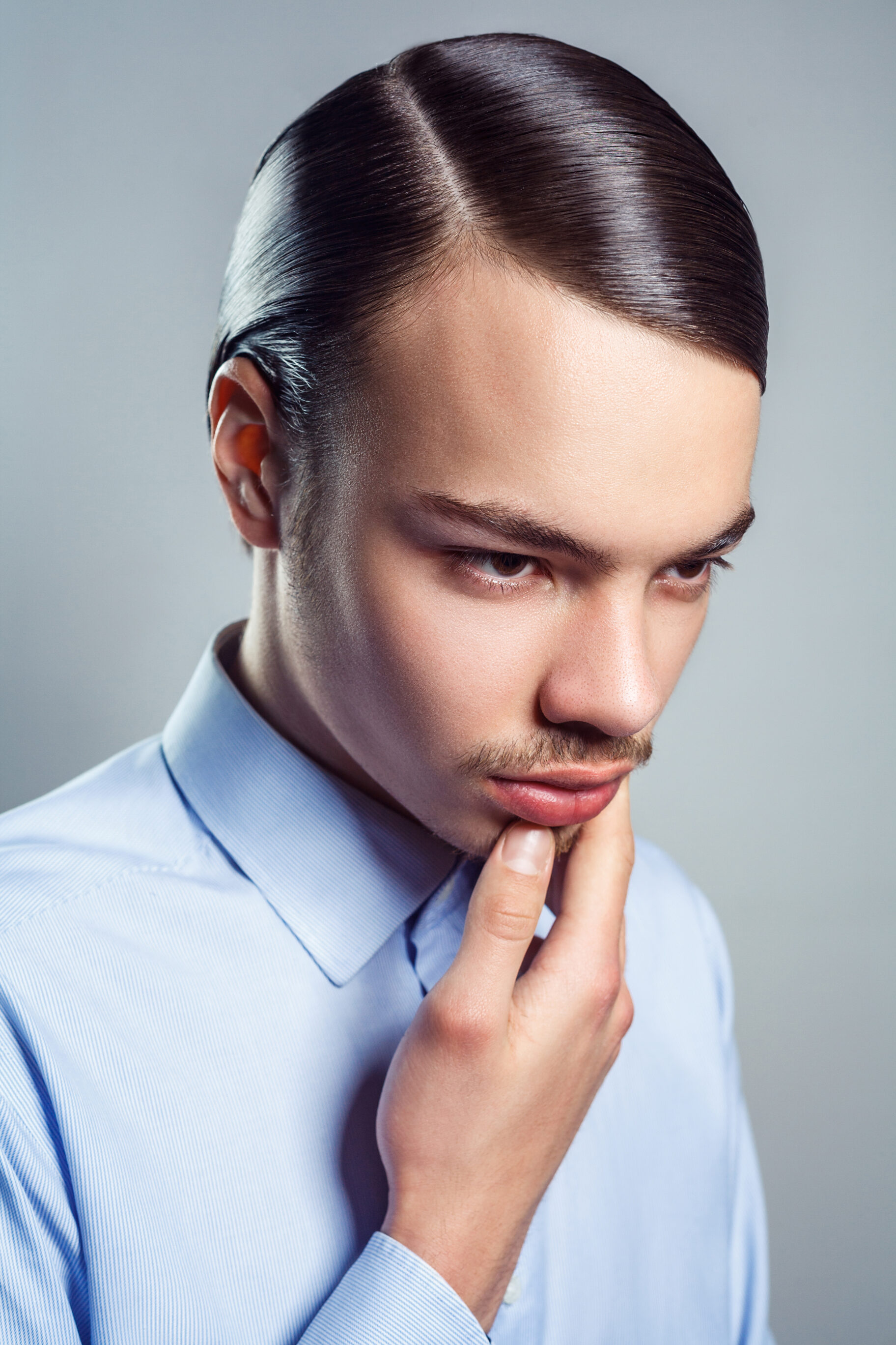 Side Part with Pomade Shine