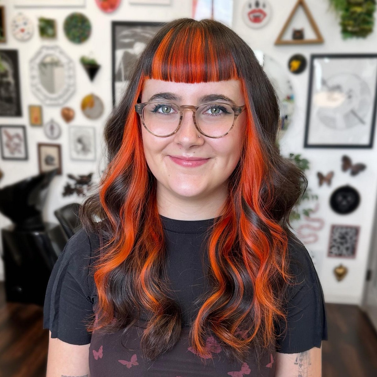 Blunt Bang With Highlight Hair