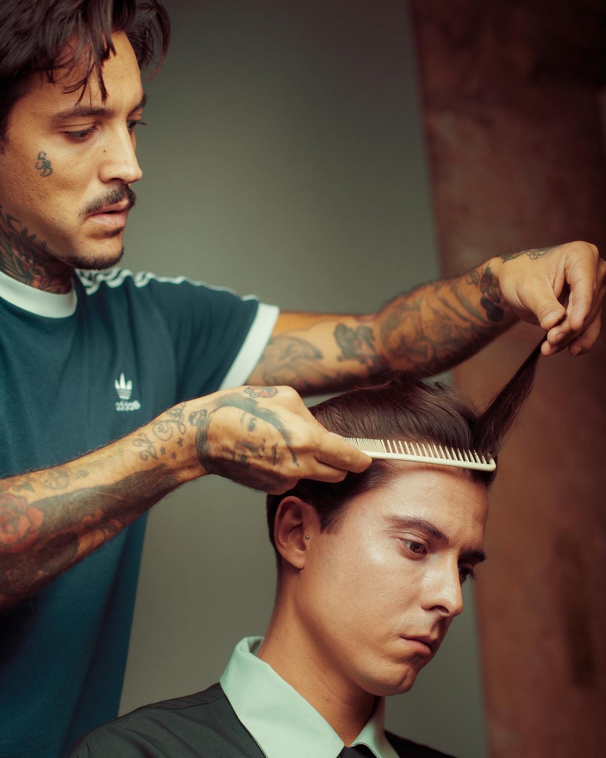 Side Parted Ducktail Haircut