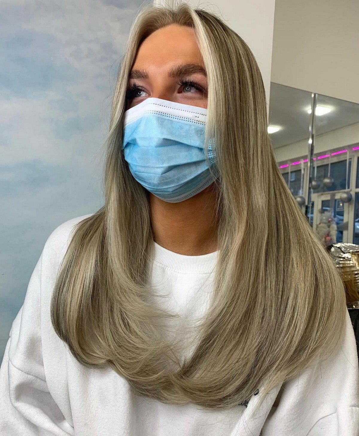 Straight Hair With Middle Parted