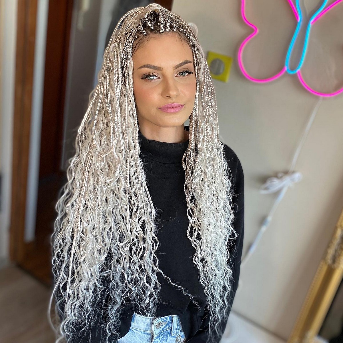 White Small-Sized Bohemian Box Braids