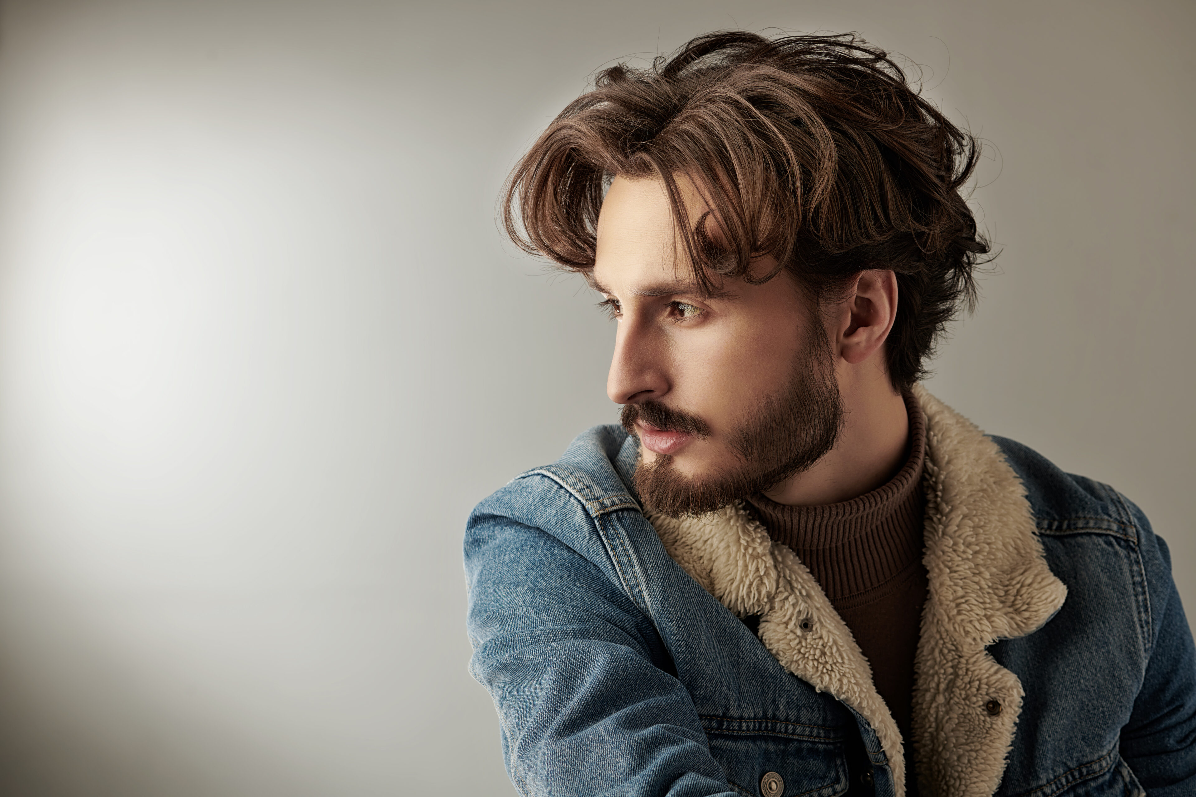 Medium Wavy With Curtain Bangs