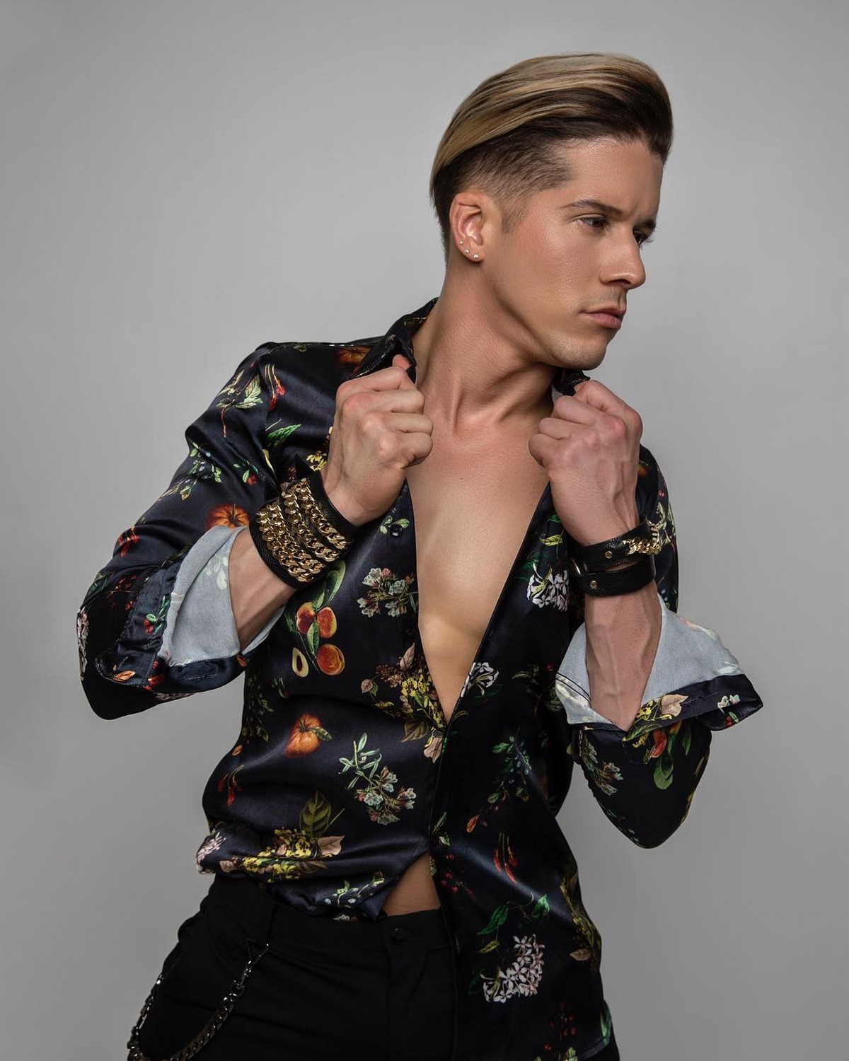 Slicked Back Undercut With Long Top And Highlights