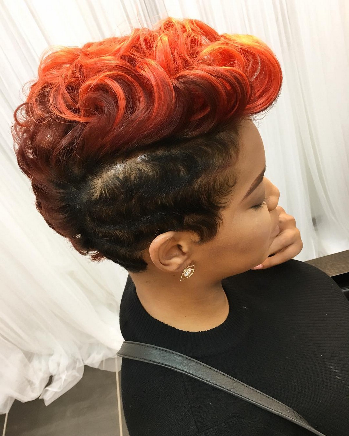 Orange Mohawk With Waves Side