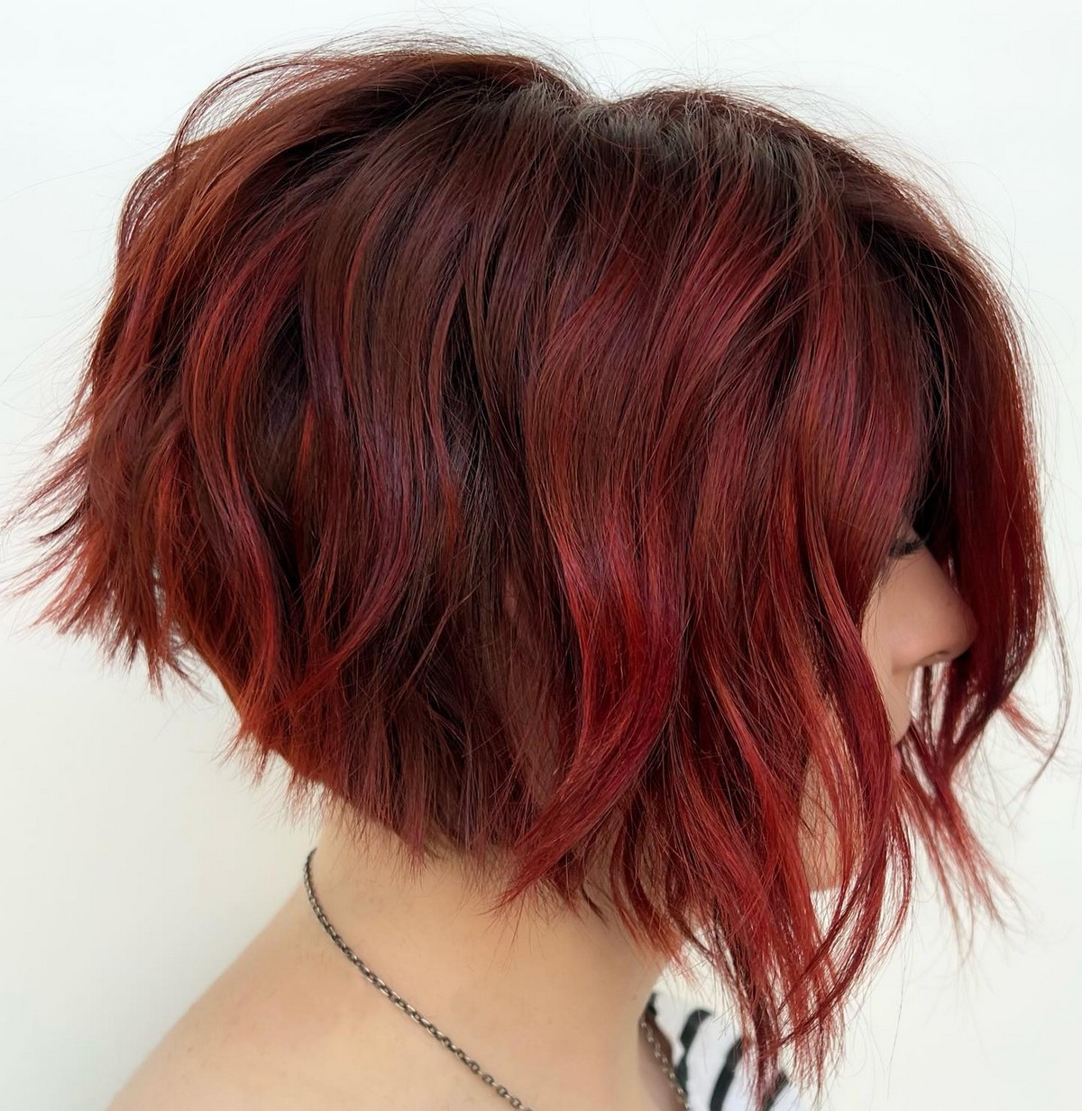 Crimson Red Stacked Bob