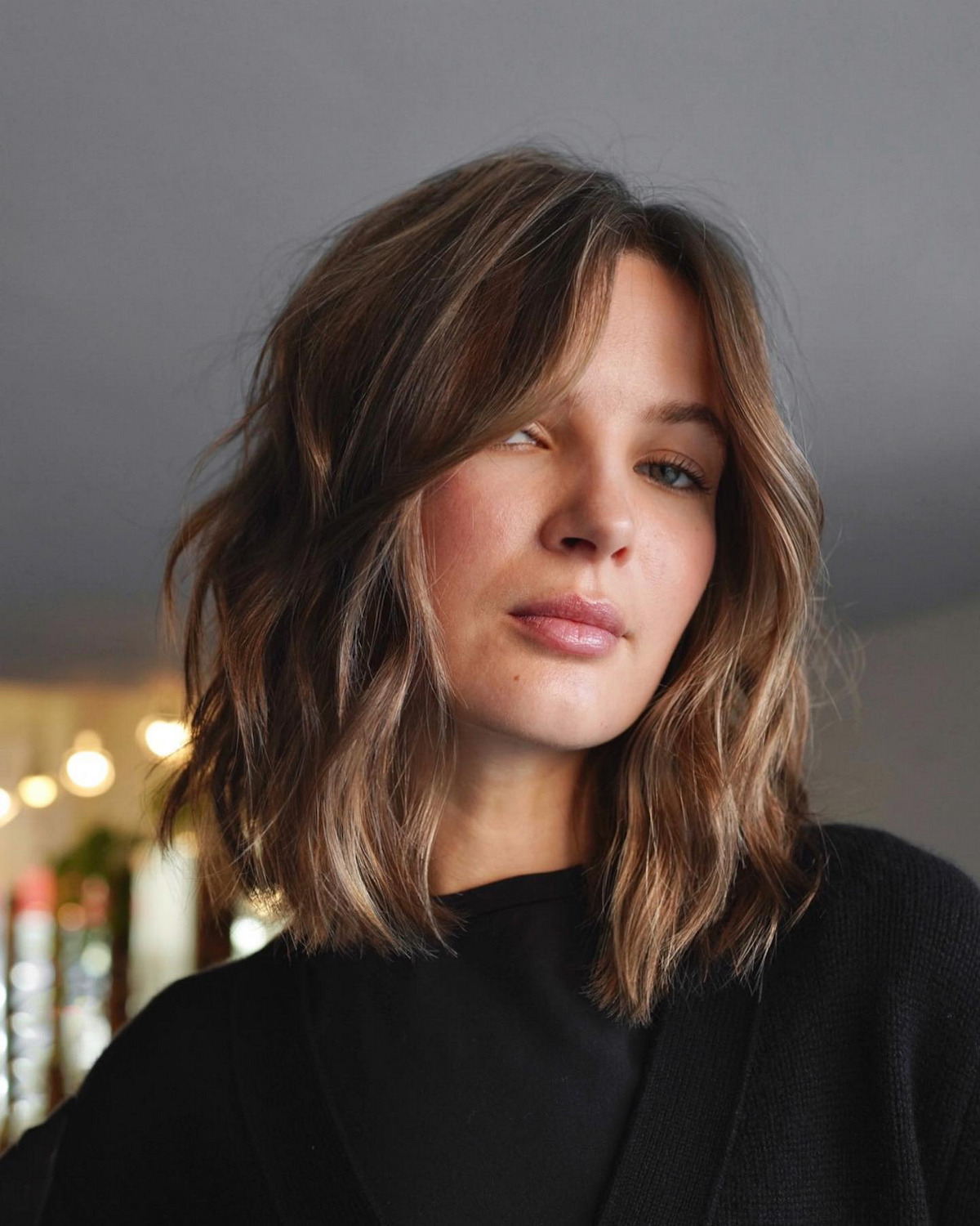A Shoulder-Length Shag Frizzy Wavy Hair