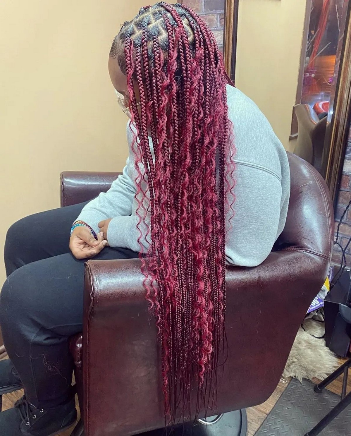 Burgundy Bohemian Box Braids